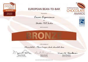 Origine Inde - Récompense 2023 tablette Idukki par l'International Chocolate Awards. 